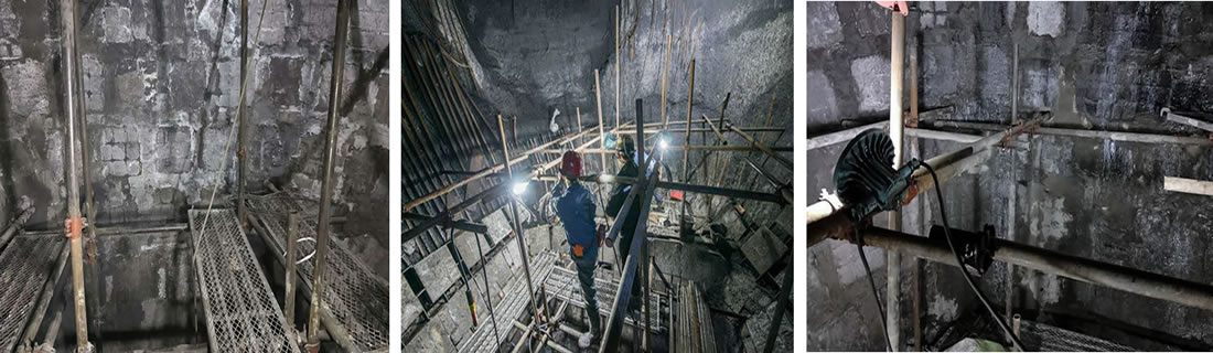修復(fù)前：陜西建新井下煤倉(cāng)內(nèi)壁加固改造工程